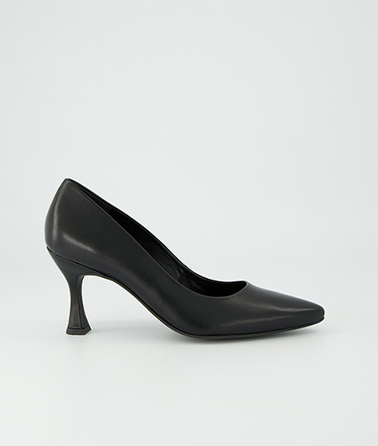 Damesschoenen zwart leren met vierkante hak • Mijn mocassin