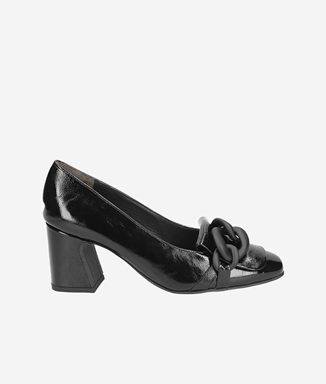 Paul Green Pumps 3809-004 Donna, Colore Nero, Tomaia In Vernice/pelle, Tacco A Blocco, Punta Affusolata, Inserto Elasticizzato, Fodera E Soletta In Pelle, Traspiranti.