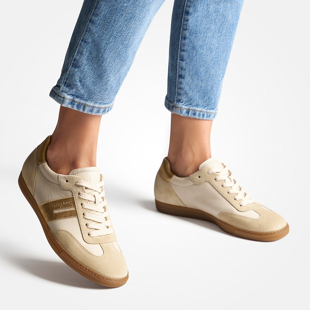 Paul Green 5350-095 Sneaker in beige / biscuit / goud online kopen